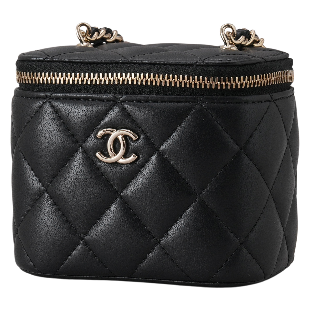CHANEL(USED)샤넬 AP1447 램스킨 체크볼 베니티 미니 크로스백