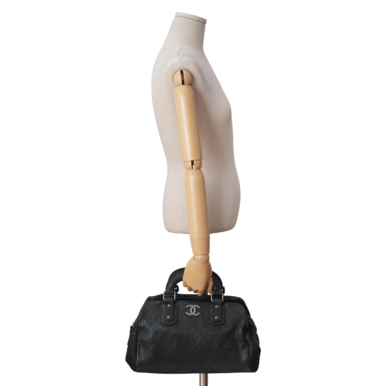 CHANEL(USED)샤넬 캐비어 스티치 CC로고 빈티지 토트백