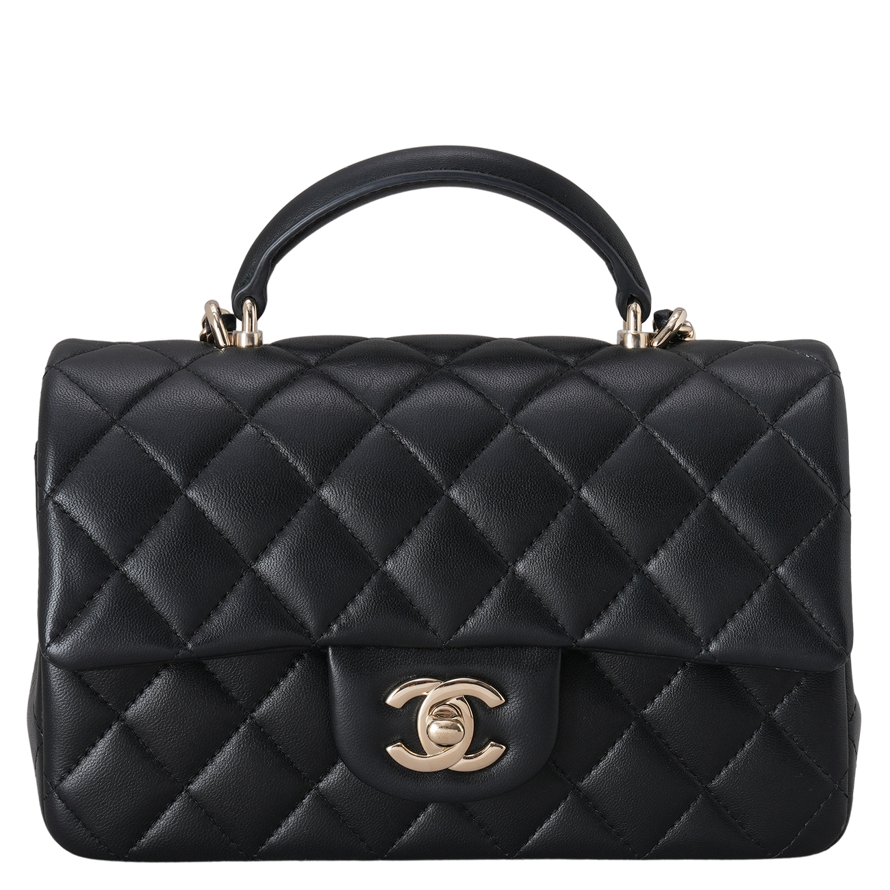 CHANEL(USED)샤넬 램스킨 클래식 뉴미니 탑핸들