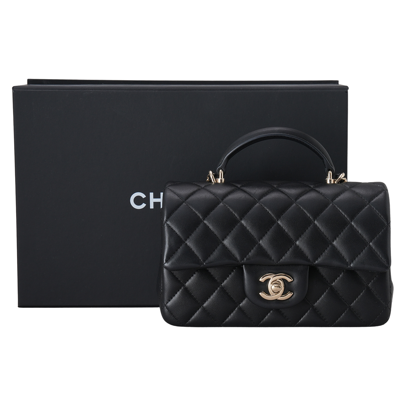 CHANEL(USED)샤넬 램스킨 클래식 뉴미니 탑핸들