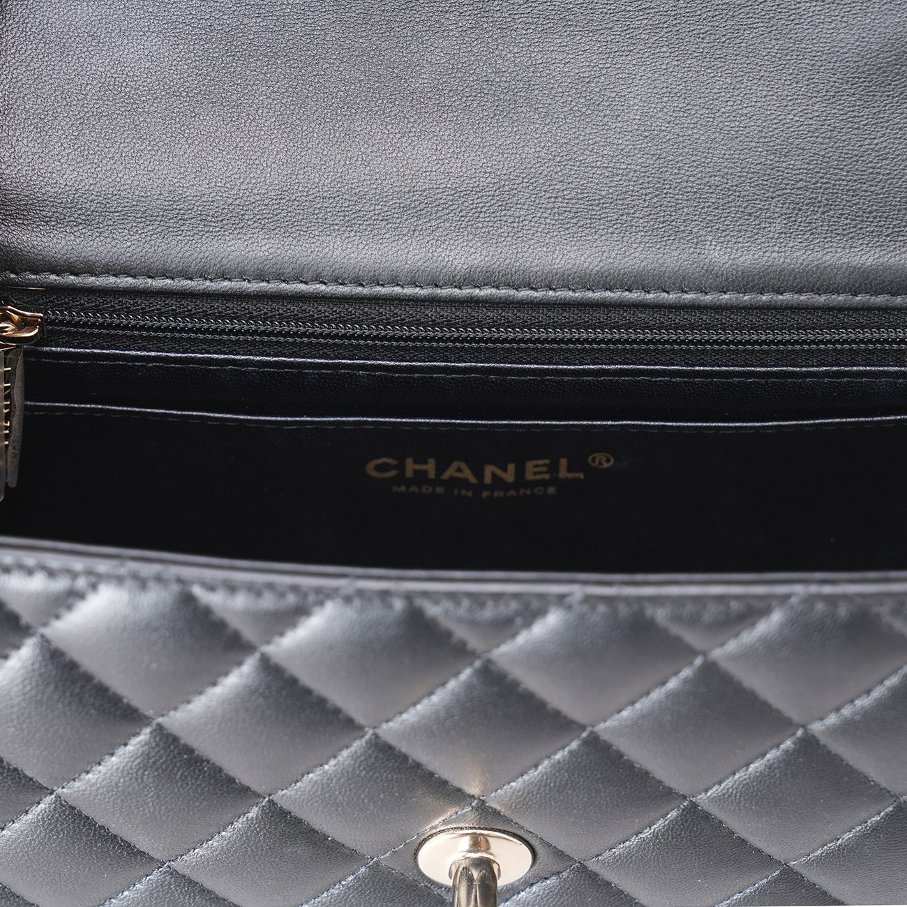 CHANEL(USED)샤넬 램스킨 클래식 뉴미니 탑핸들