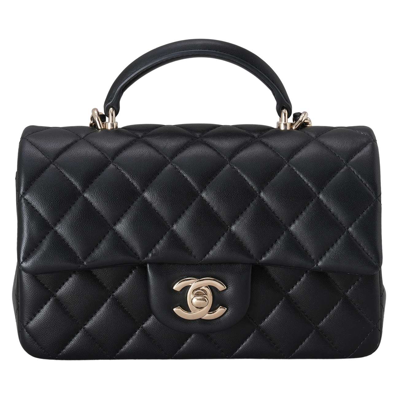 CHANEL(USED)샤넬 램스킨 클래식 뉴미니 탑핸들