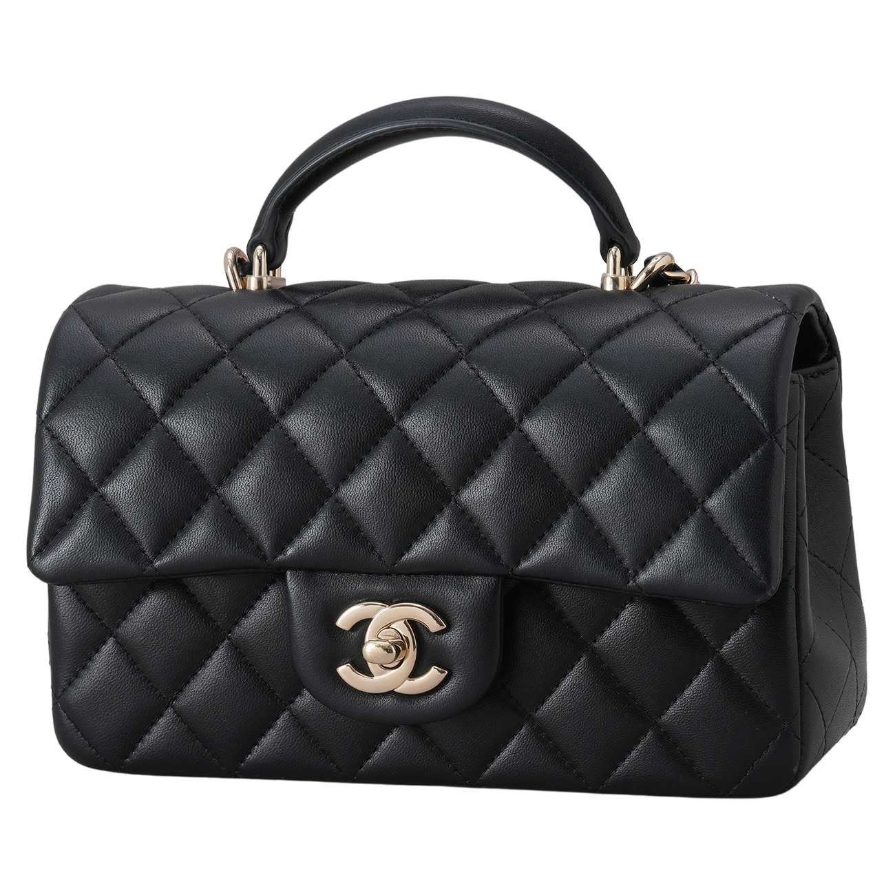 CHANEL(USED)샤넬 램스킨 클래식 뉴미니 탑핸들