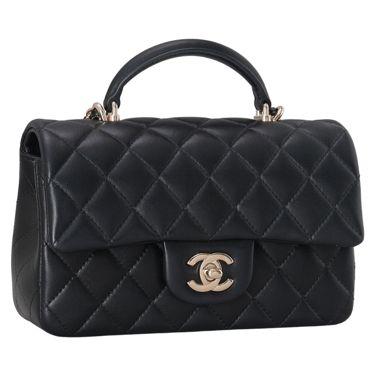 CHANEL(USED)샤넬 램스킨 클래식 뉴미니 탑핸들