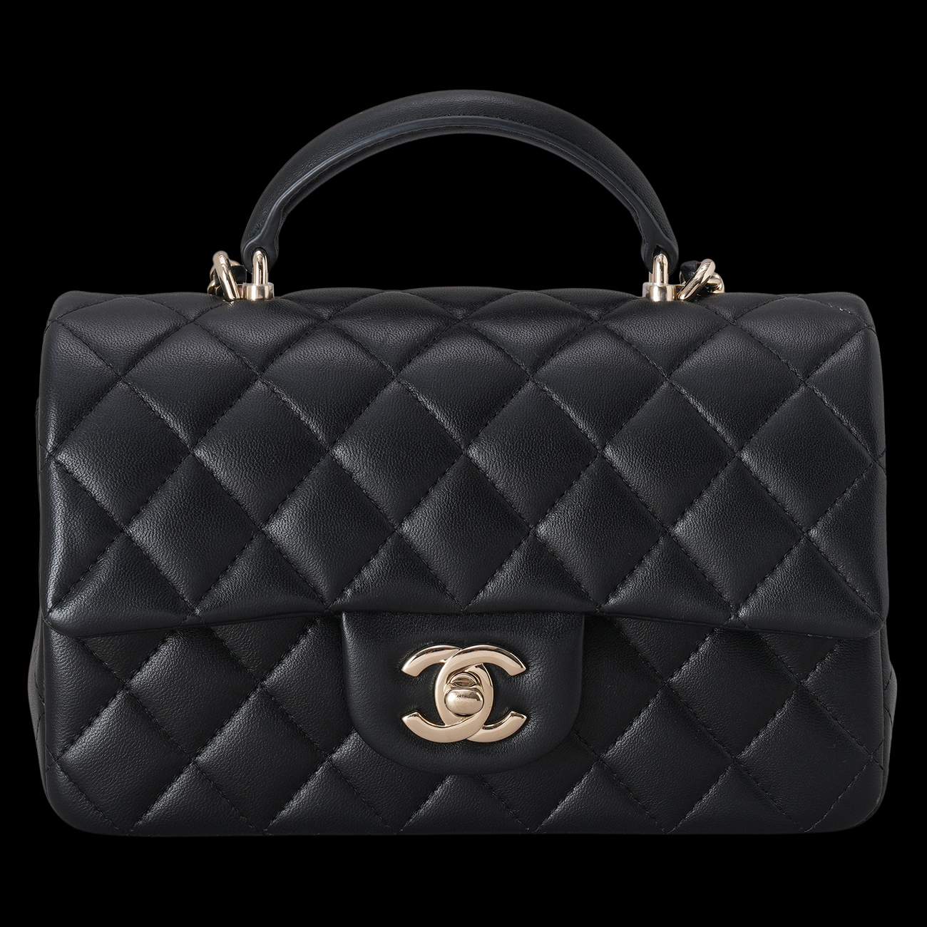 CHANEL(USED)샤넬 램스킨 클래식 뉴미니 탑핸들