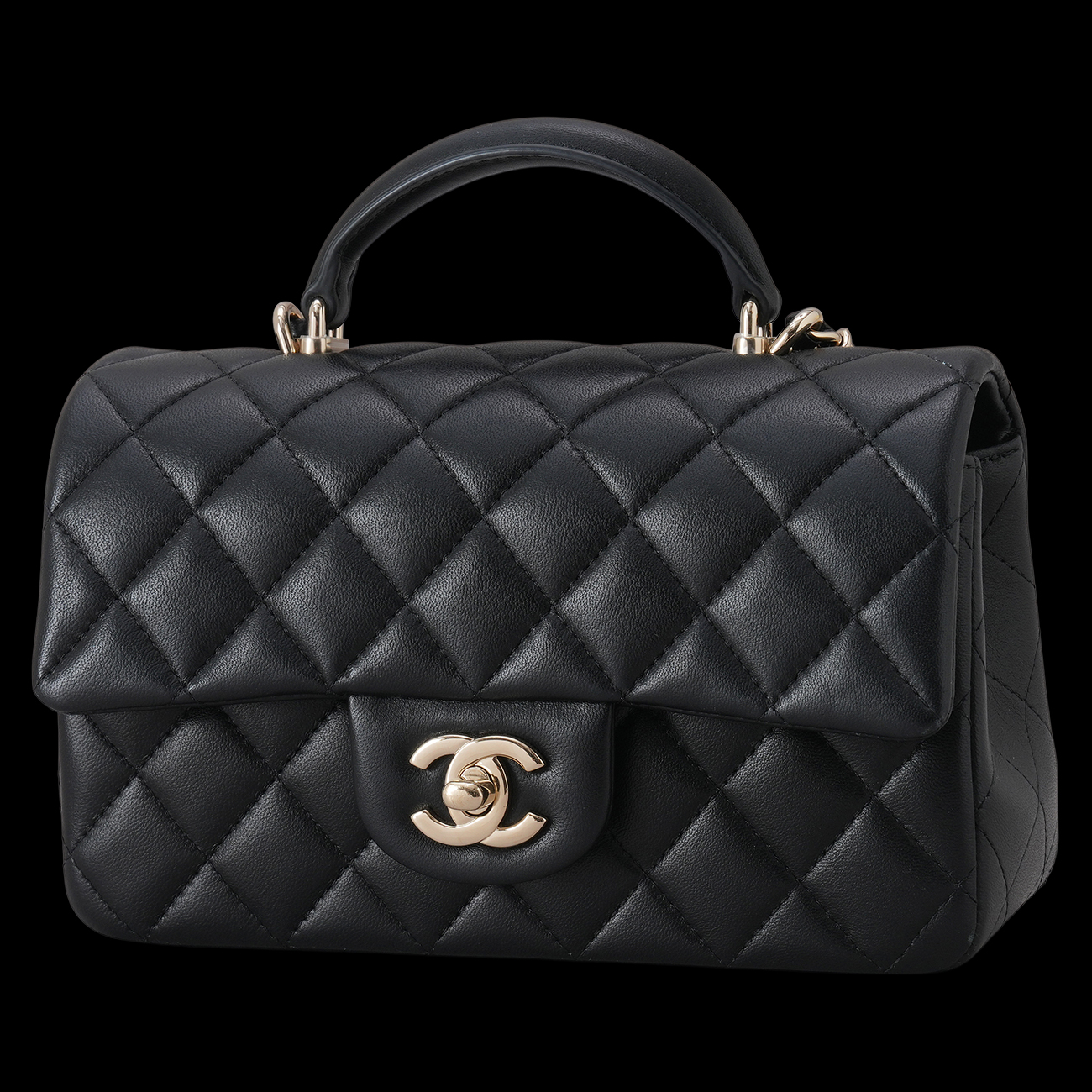 CHANEL(USED)샤넬 램스킨 클래식 뉴미니 탑핸들