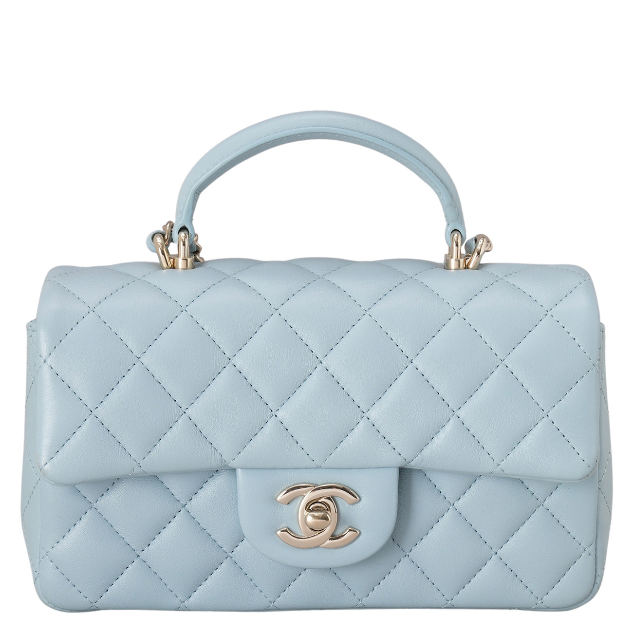 CHANEL(USED)샤넬 램스킨 클래식 뉴미니 탑핸들
