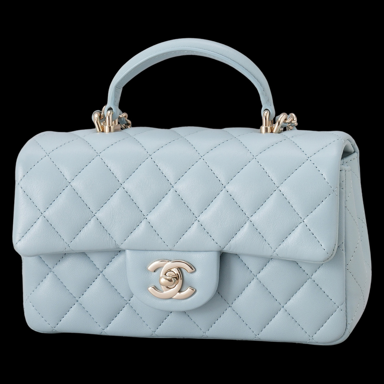 CHANEL(USED)샤넬 램스킨 클래식 뉴미니 탑핸들