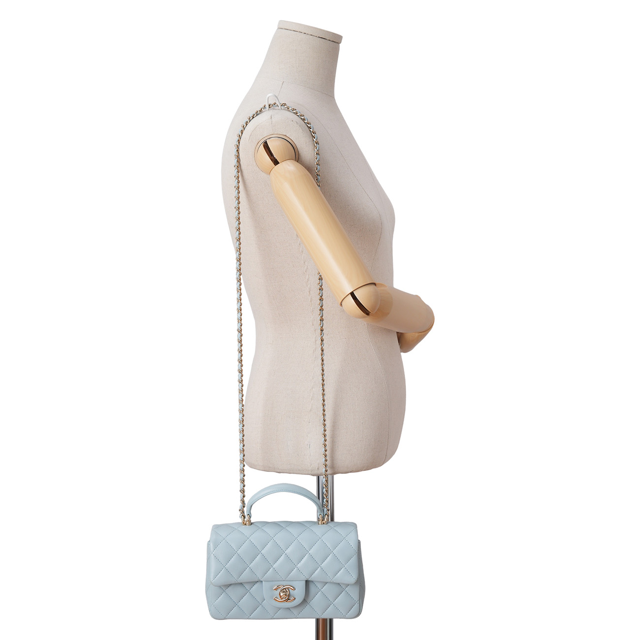 CHANEL(USED)샤넬 램스킨 클래식 뉴미니 탑핸들