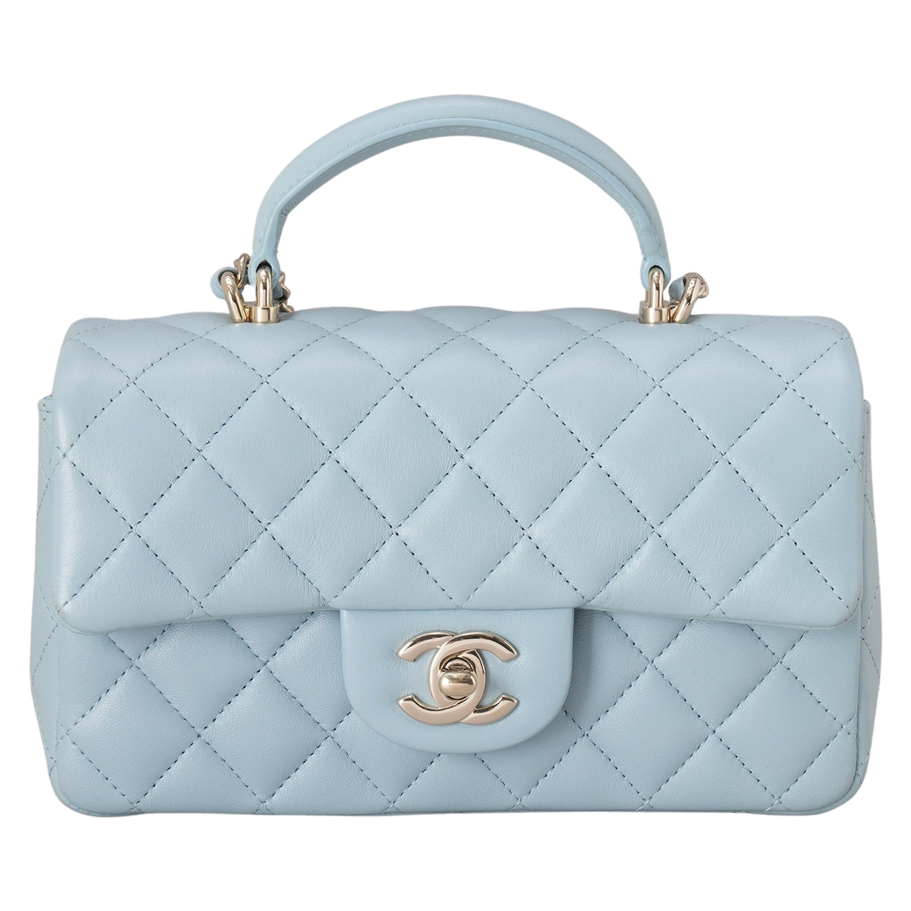 CHANEL(USED)샤넬 램스킨 클래식 뉴미니 탑핸들