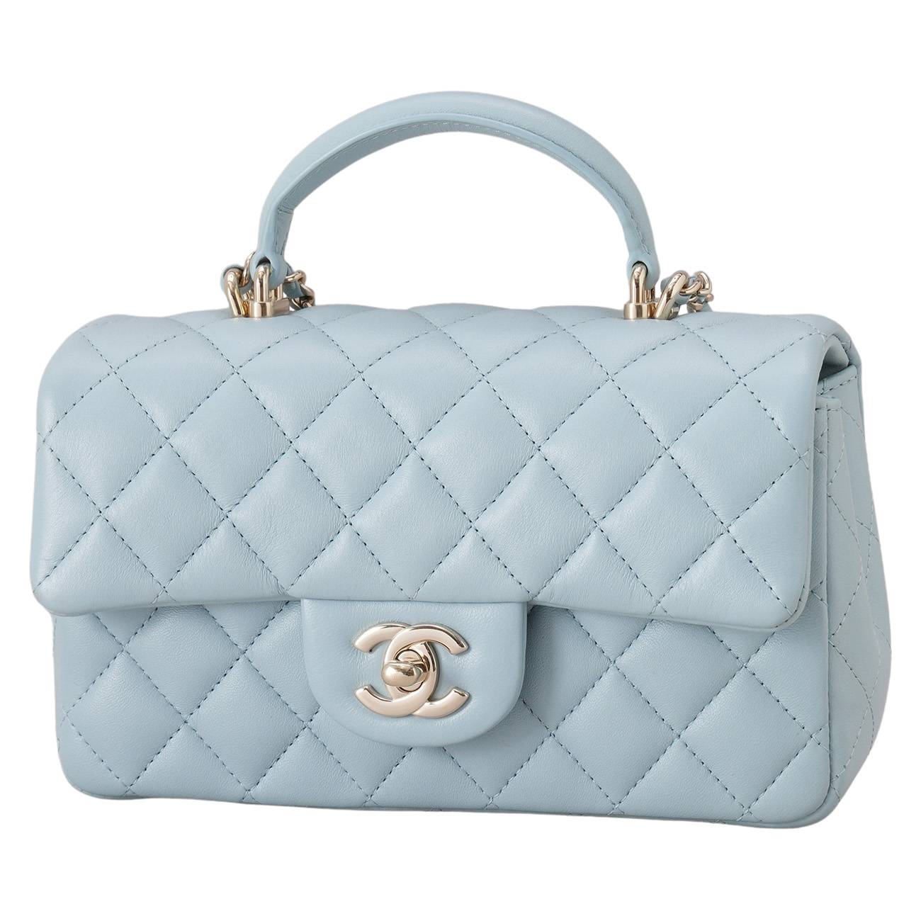 CHANEL(USED)샤넬 램스킨 클래식 뉴미니 탑핸들