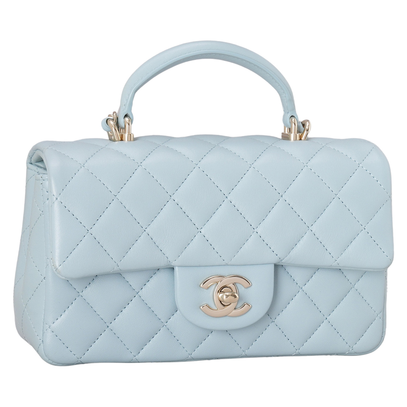 CHANEL(USED)샤넬 램스킨 클래식 뉴미니 탑핸들
