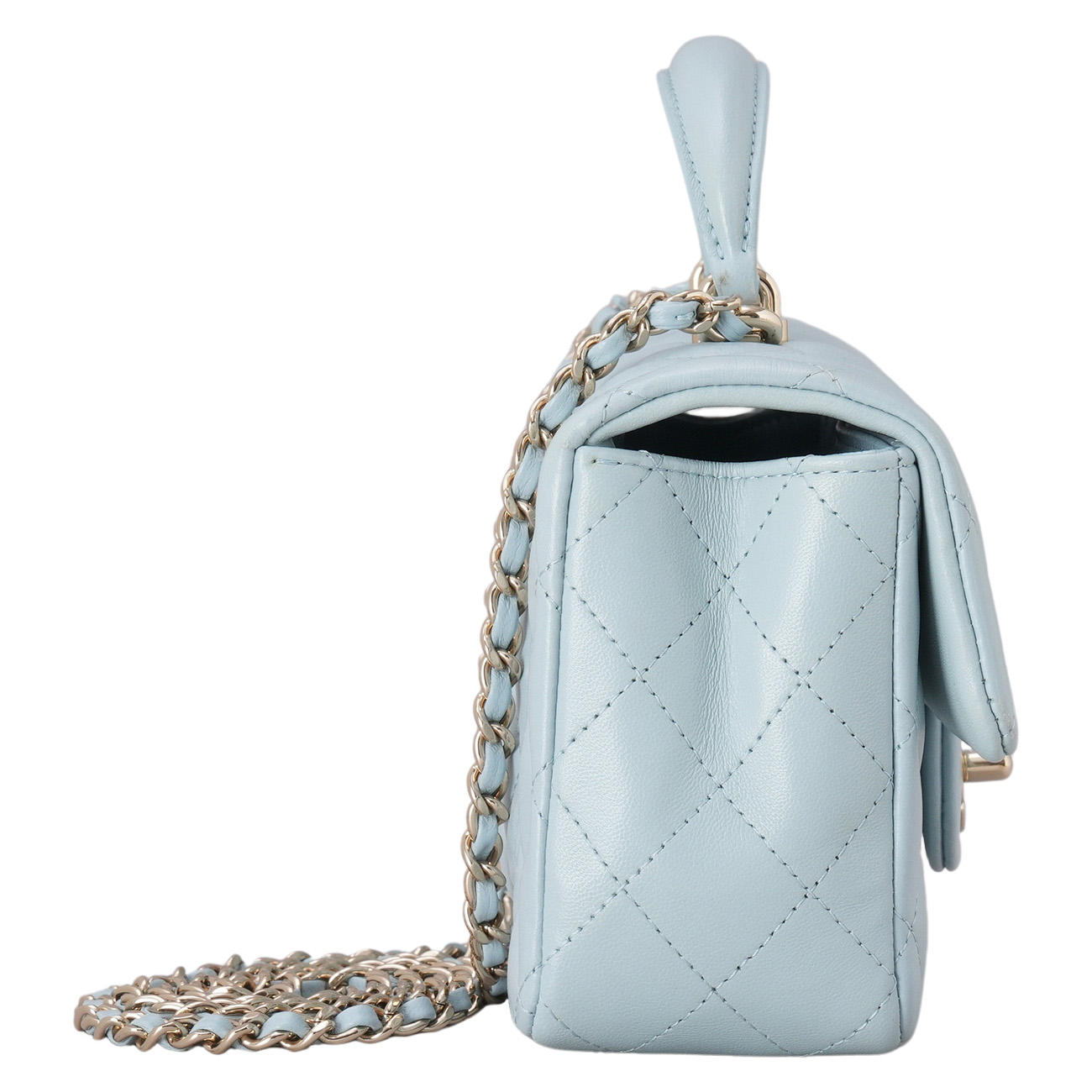 CHANEL(USED)샤넬 램스킨 클래식 뉴미니 탑핸들