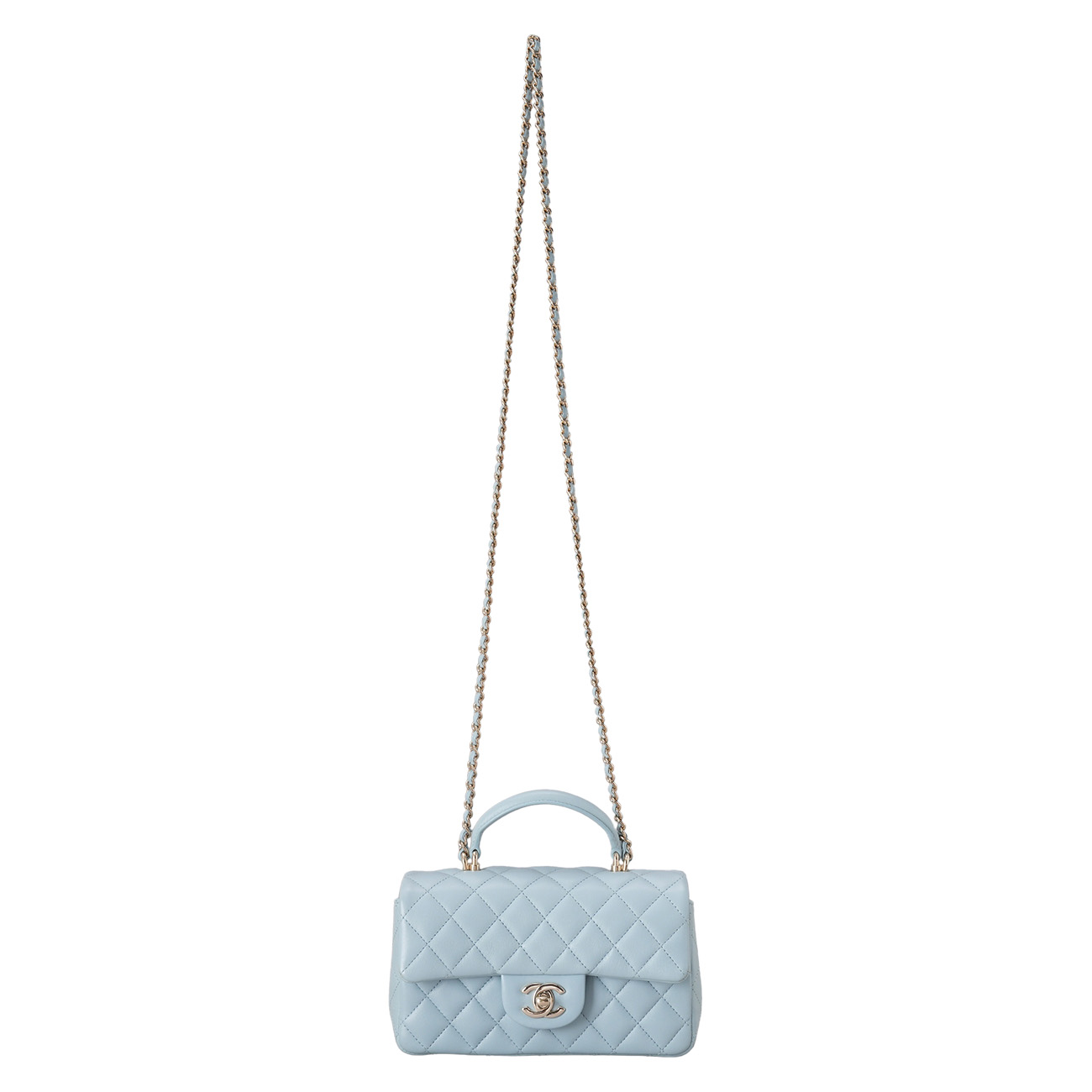 CHANEL(USED)샤넬 램스킨 클래식 뉴미니 탑핸들