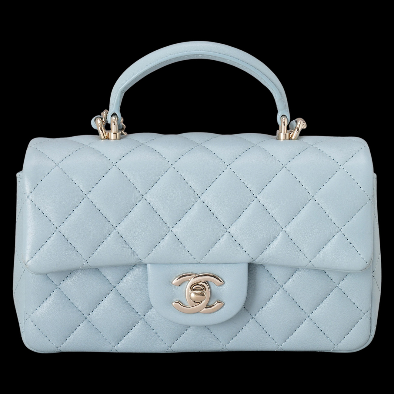 CHANEL(USED)샤넬 램스킨 클래식 뉴미니 탑핸들