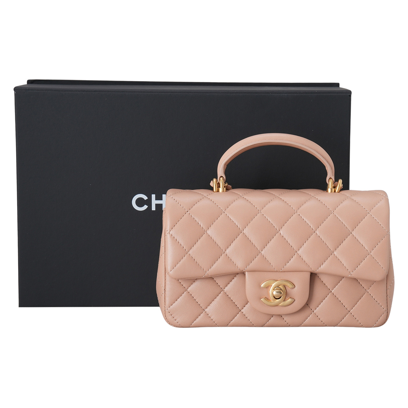 CHANEL(USED)샤넬 램스킨 클래식 뉴미니 탑핸들