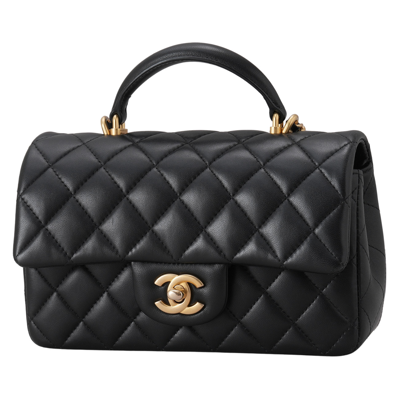 CHANEL(USED)샤넬 AS2431 램스킨 뉴미니 탑핸들 크로스백