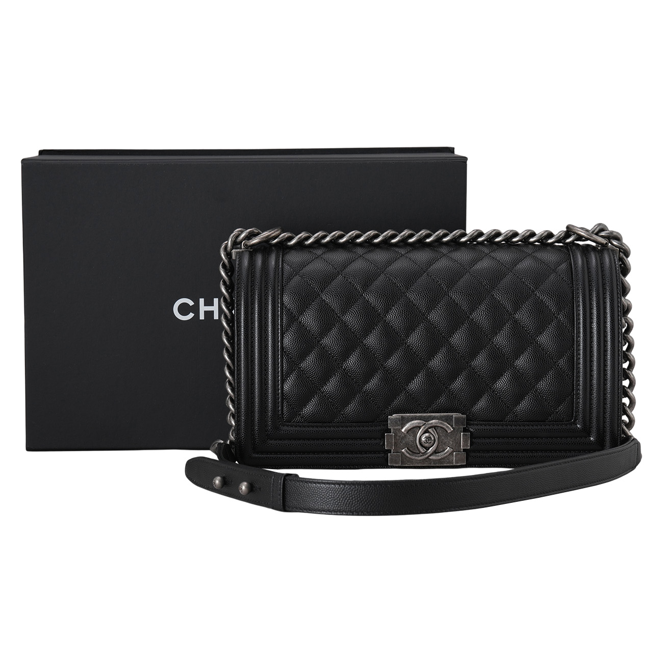 CHANEL(USED)샤넬 캐비어 보이샤넬 미듐 플랩백