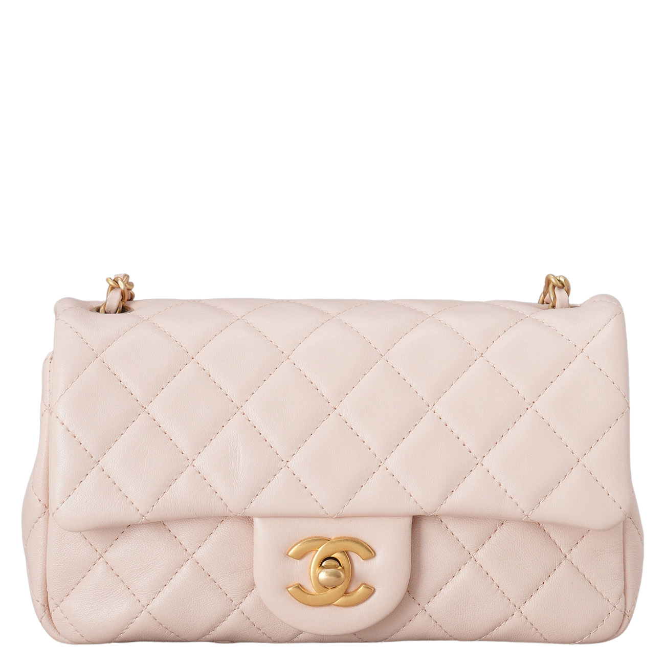 CHANEL(USED)샤넬 램스킨 뉴미니 골든볼 크로스백