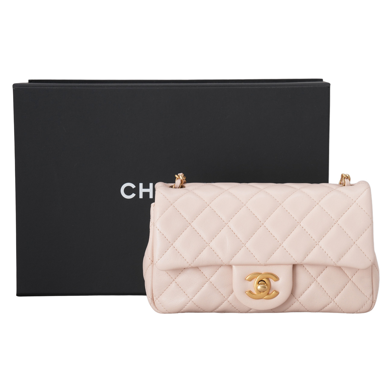 CHANEL(USED)샤넬 램스킨 뉴미니 골든볼 크로스백
