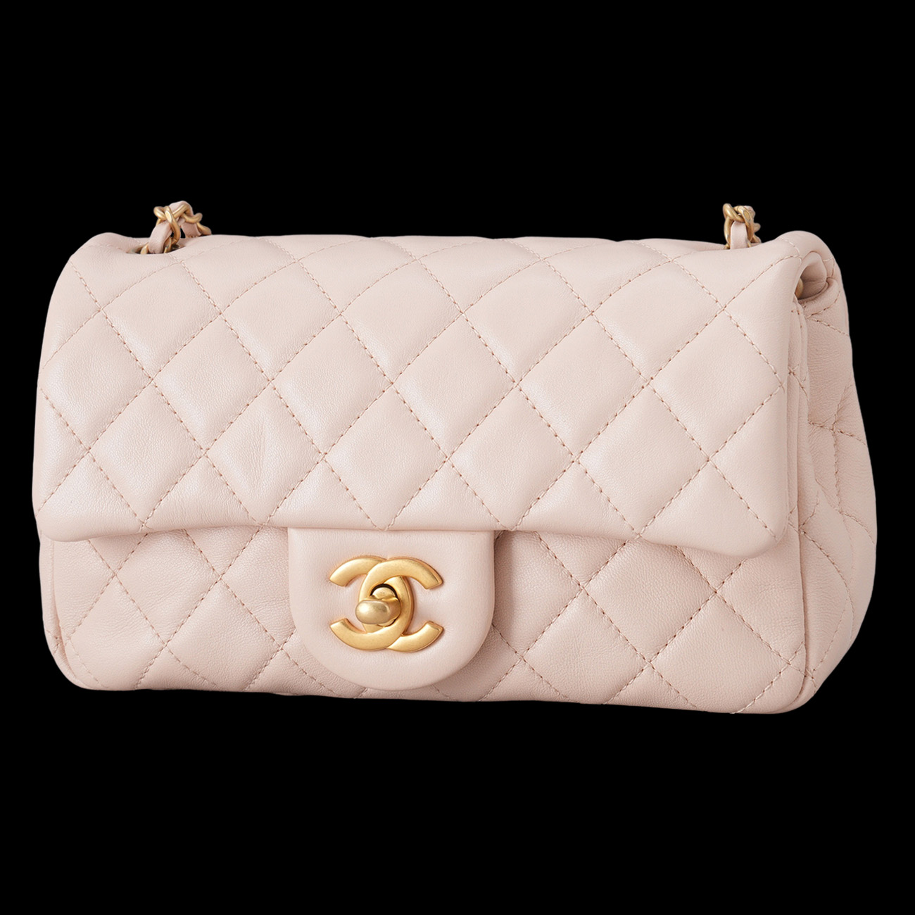 CHANEL(USED)샤넬 램스킨 뉴미니 골든볼 크로스백