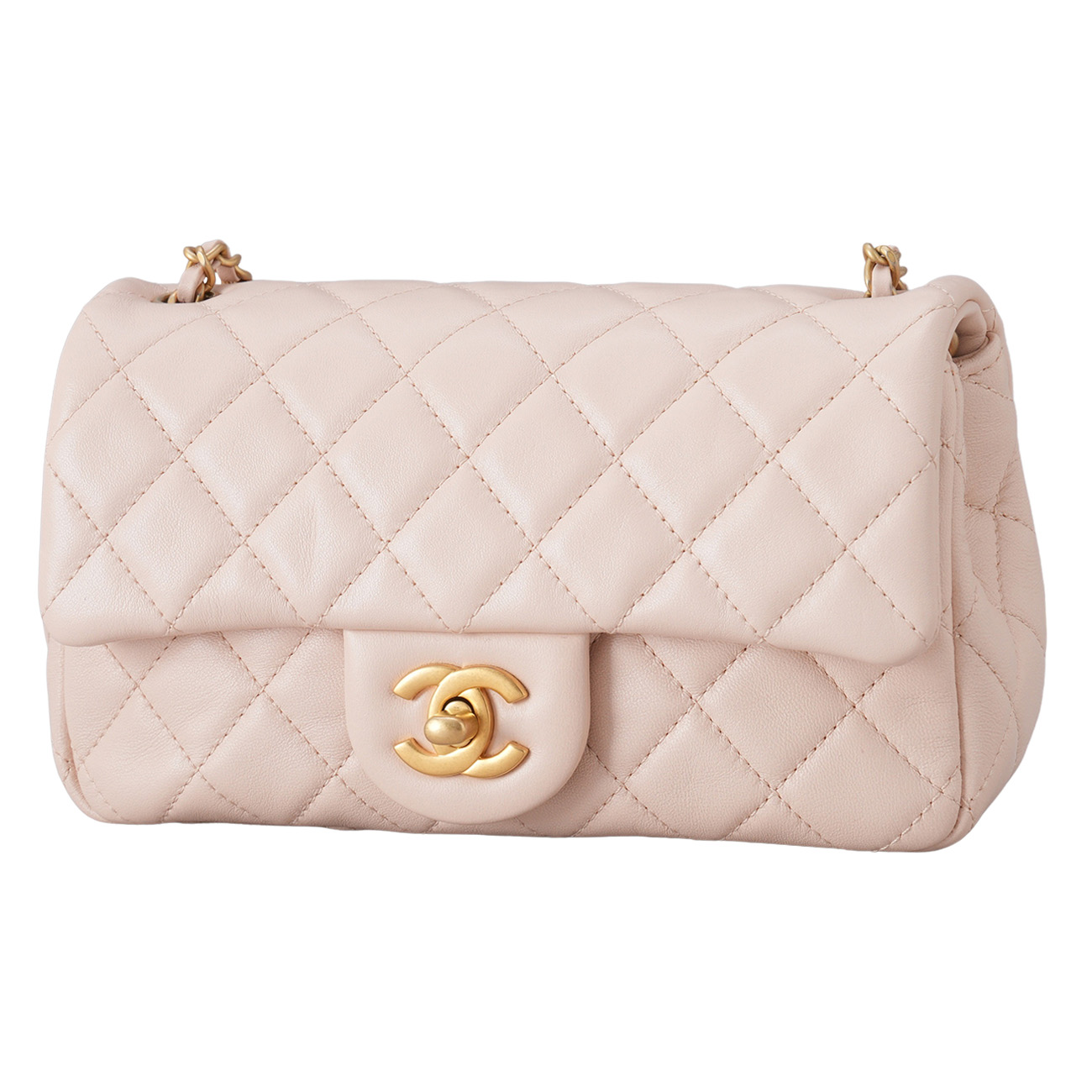 CHANEL(USED)샤넬 램스킨 뉴미니 골든볼 크로스백