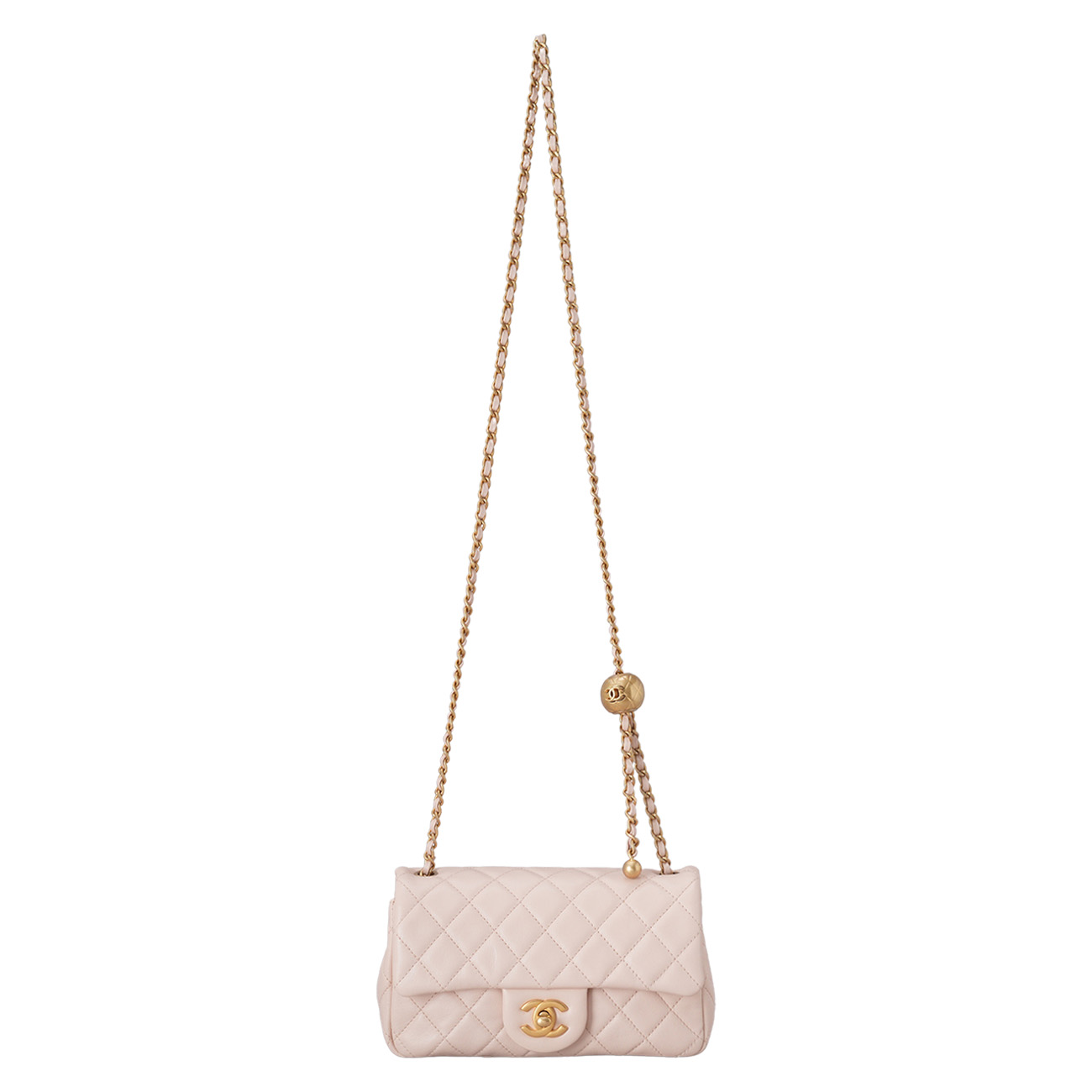 CHANEL(USED)샤넬 램스킨 뉴미니 골든볼 크로스백