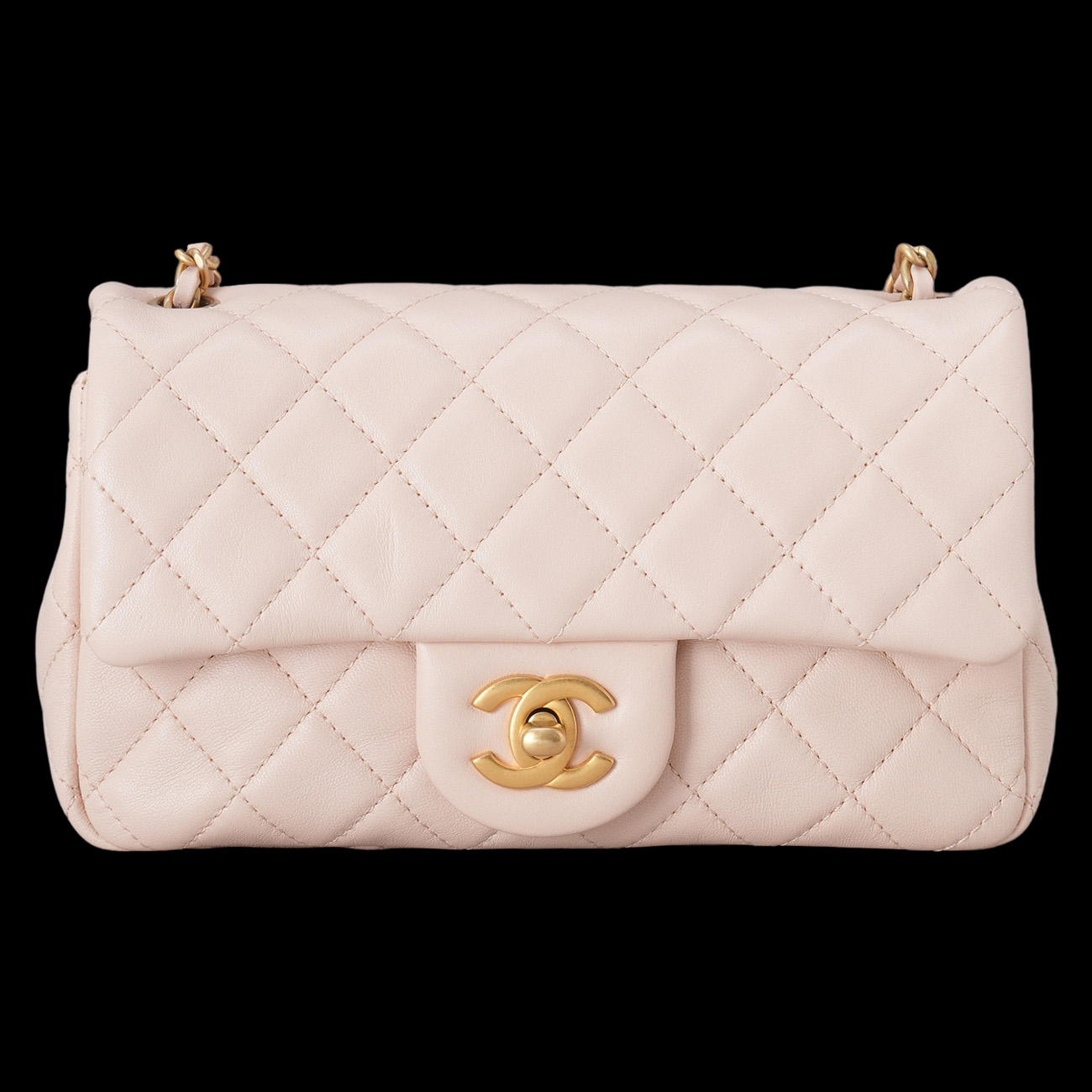 CHANEL(USED)샤넬 램스킨 뉴미니 골든볼 크로스백