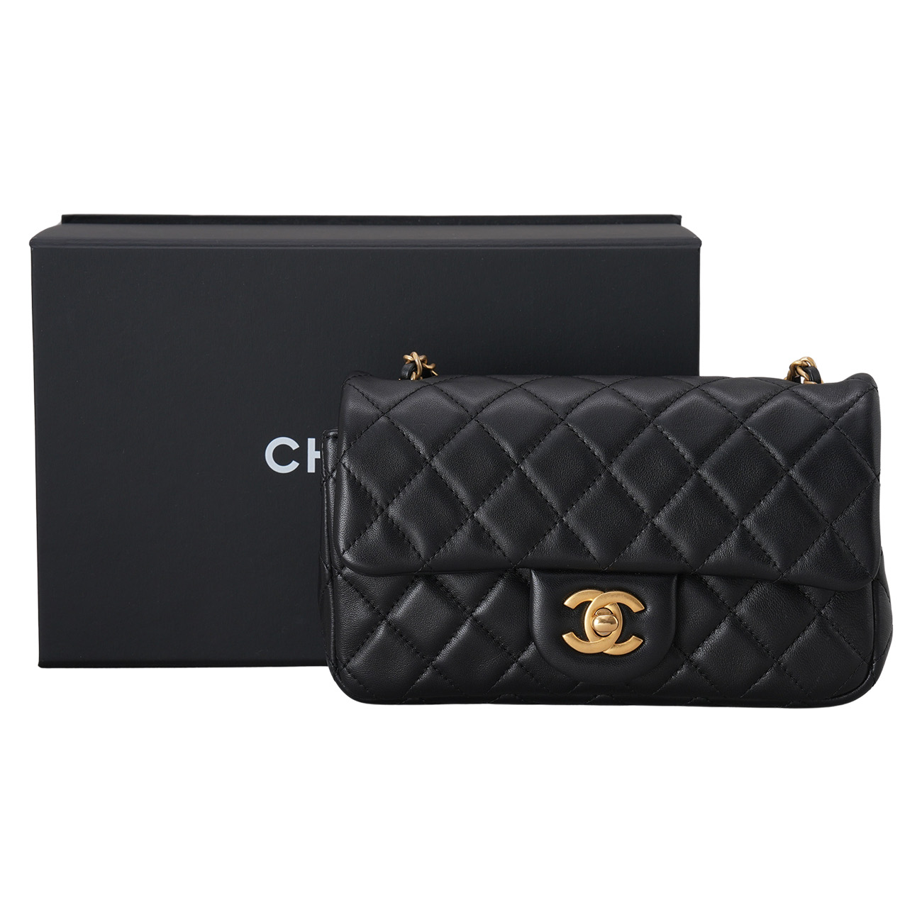 CHANEL(USED)샤넬 램스킨 클래식 뉴미니 골든볼 크로스백