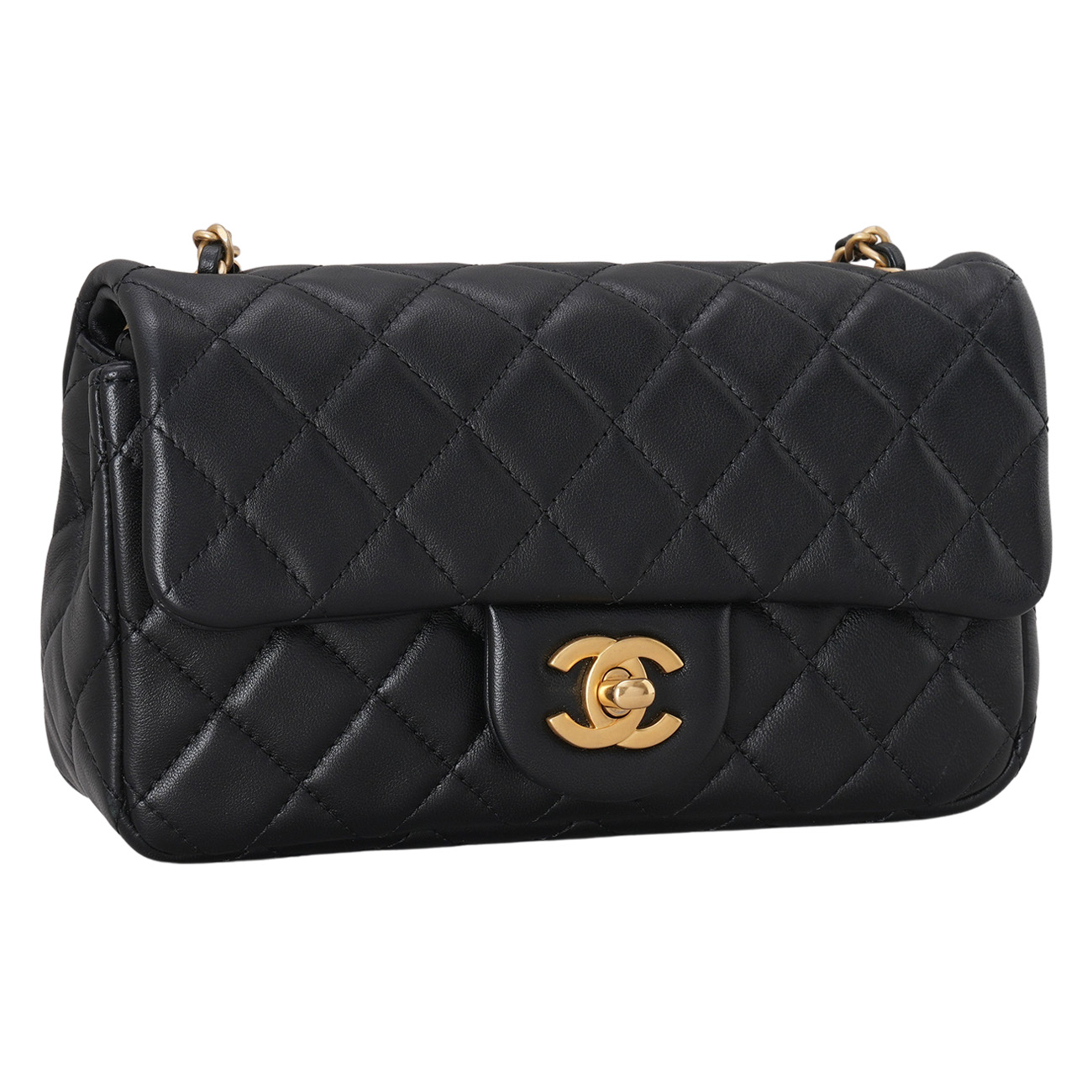 CHANEL(USED)샤넬 램스킨 클래식 뉴미니 골든볼 크로스백