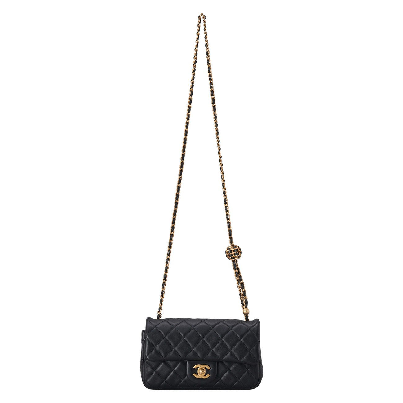 CHANEL(USED)샤넬 램스킨 클래식 뉴미니 골든볼 크로스백