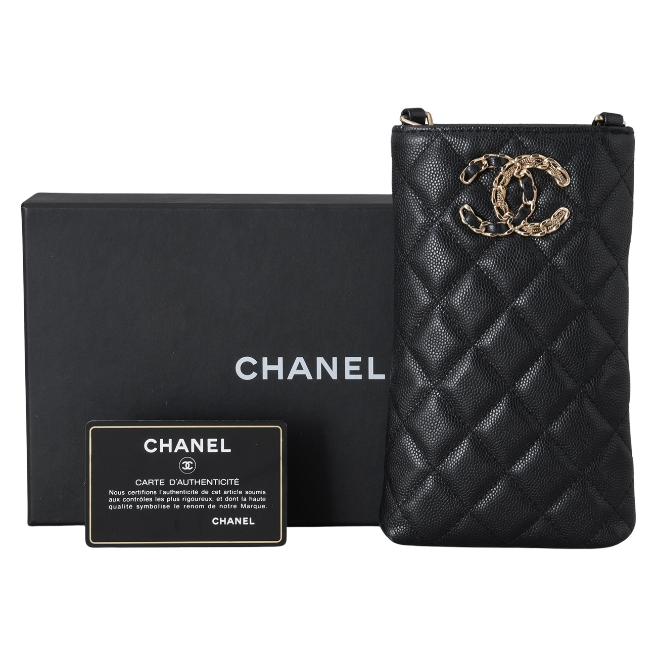 CHANEL(USED)샤넬 AP1836 시즌 캐비어 CC로고 폰 홀더백