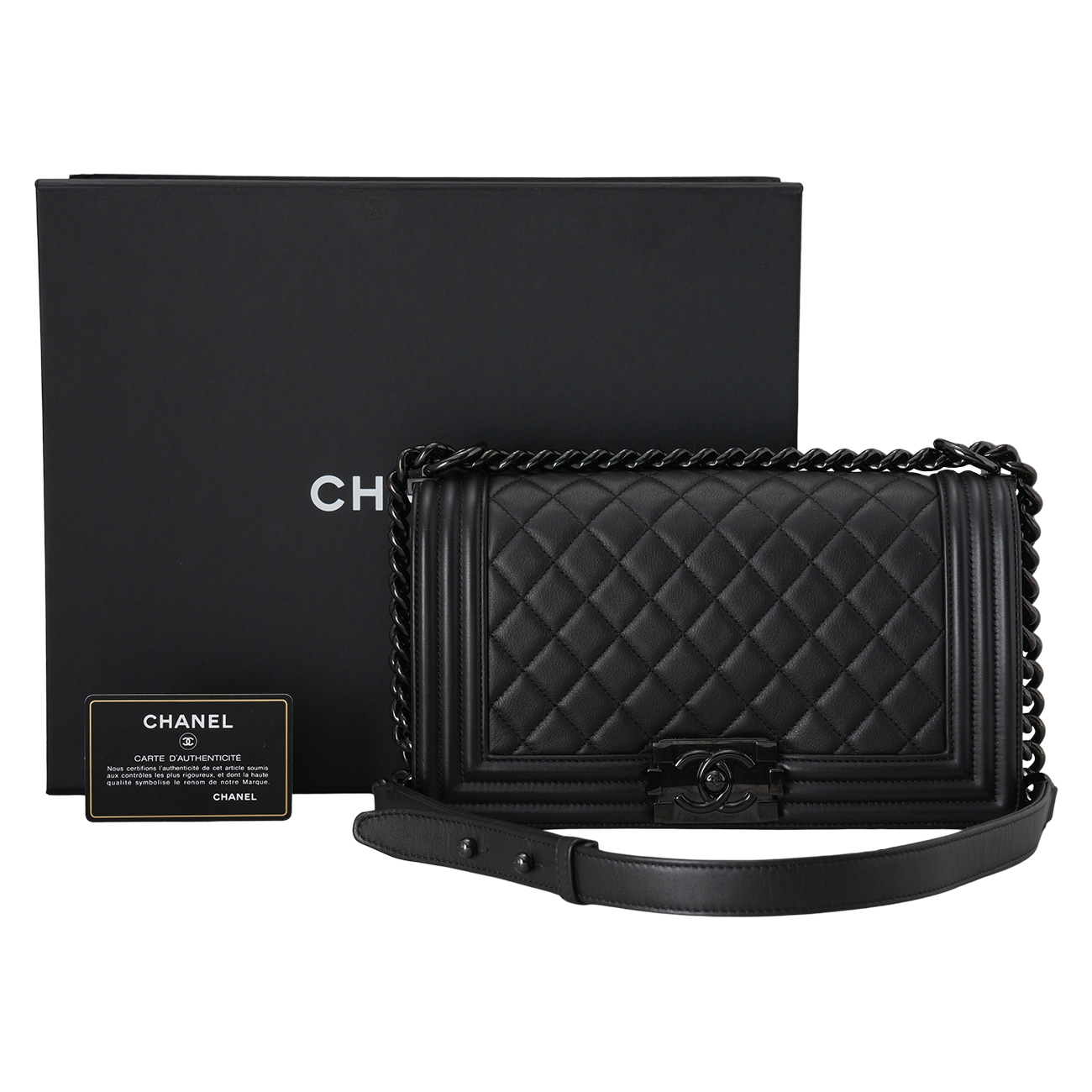 CHANEL(USED)샤넬 A67086 보이샤넬 미듐 올블랙