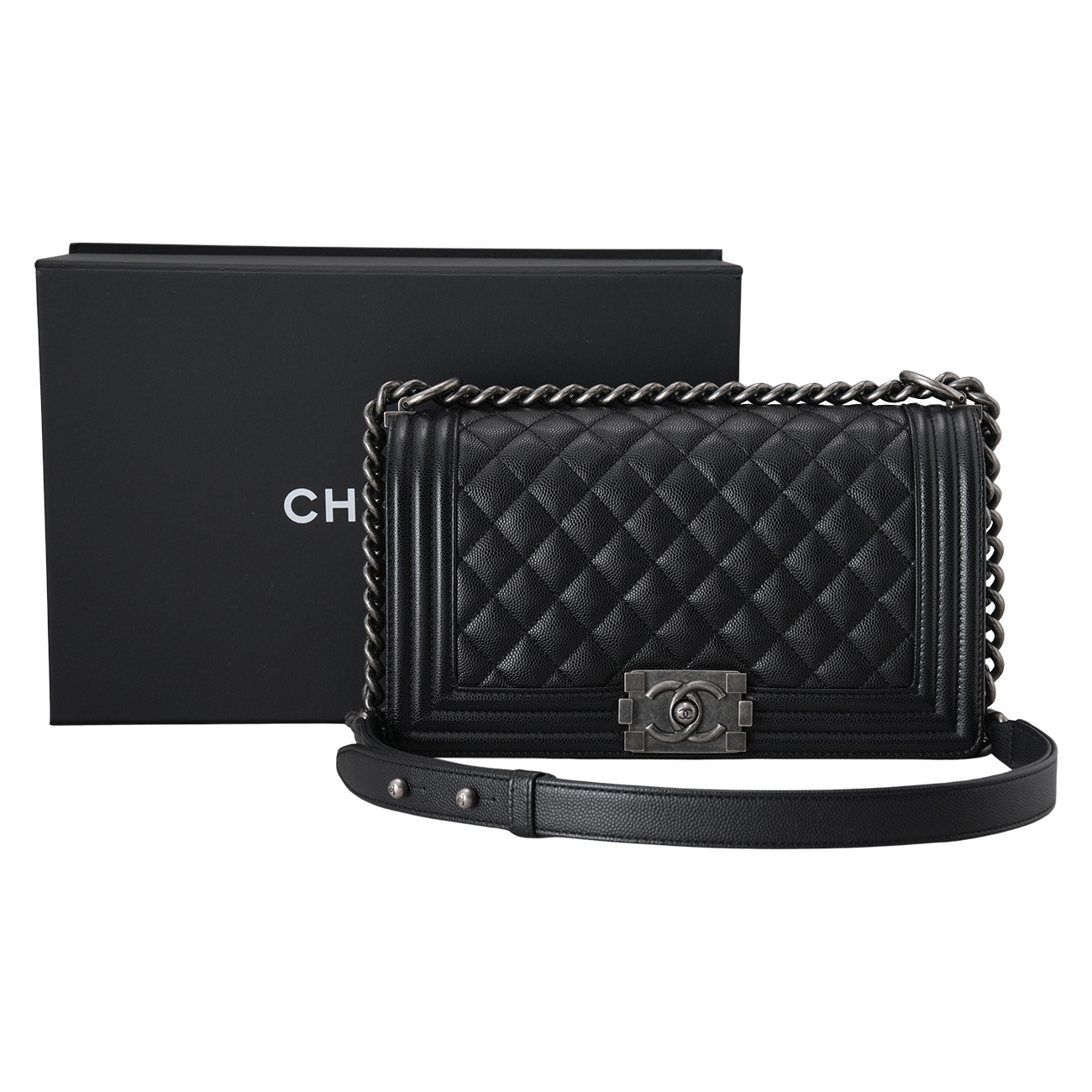 CHANEL(USED)샤넬 캐비어 보이백 미듐