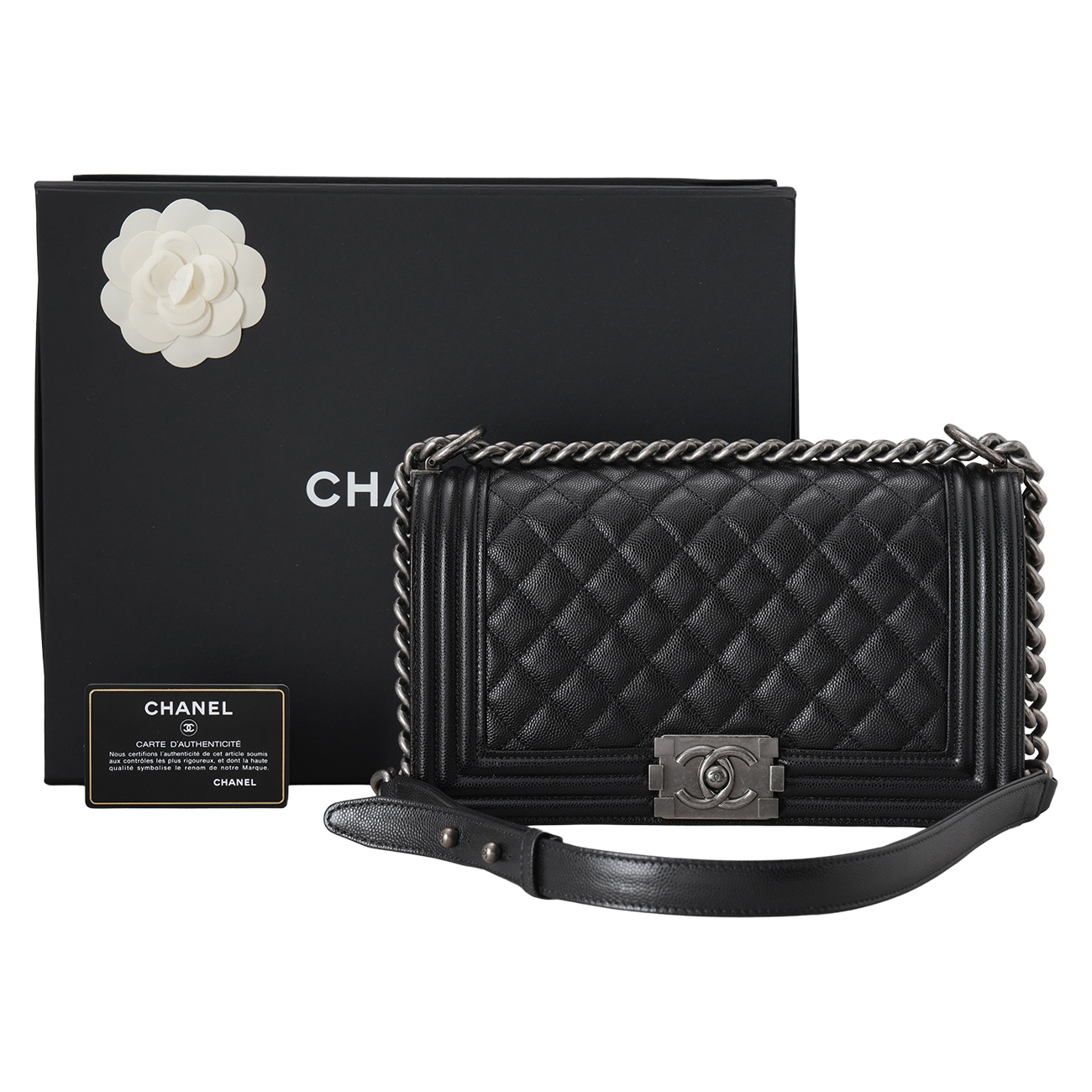 CHANEL(USED)샤넬 A67086 캐비어 보이샤넬 미듐