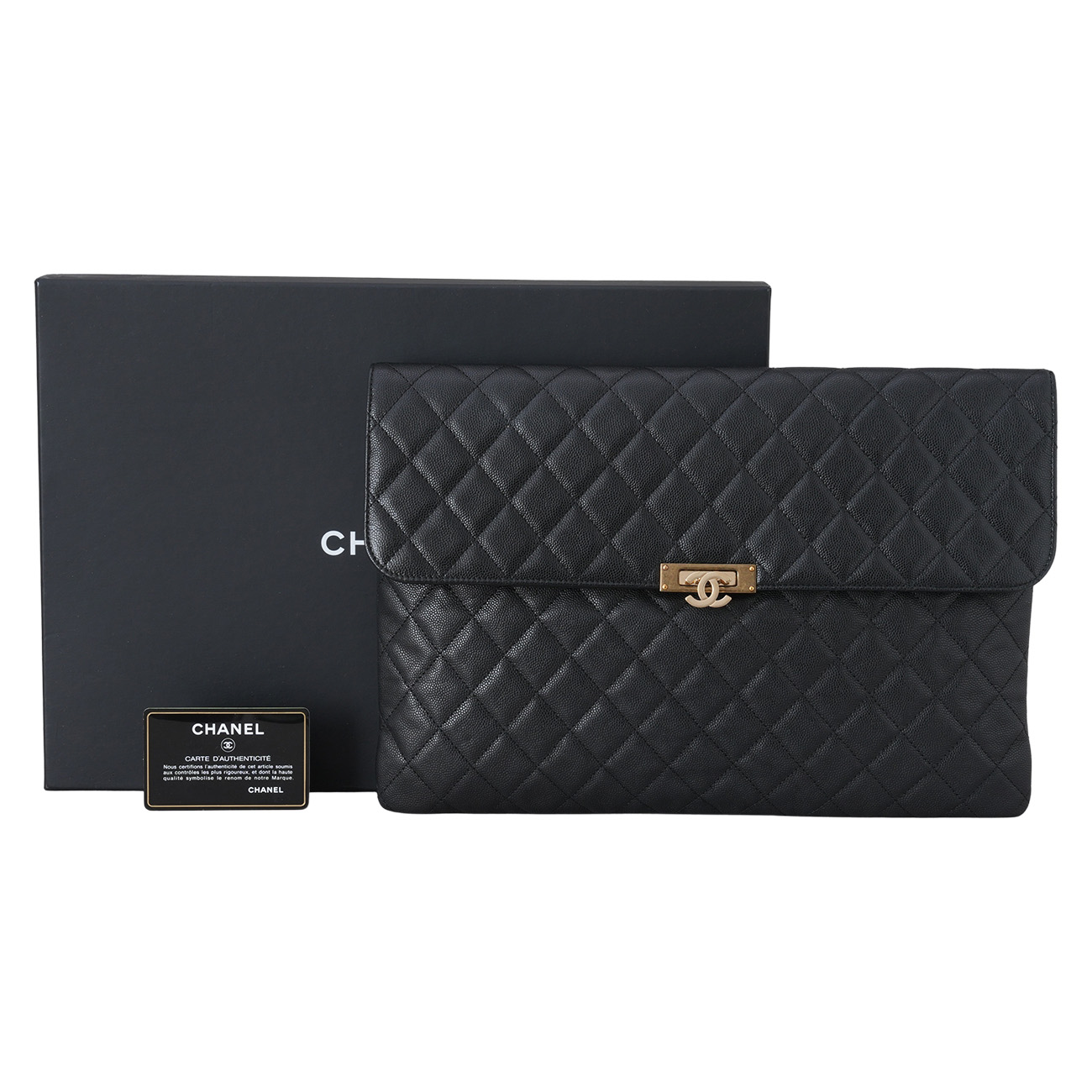 CHANEL(USED)샤넬 A84053 캐비어 플랩 라지 클러치백