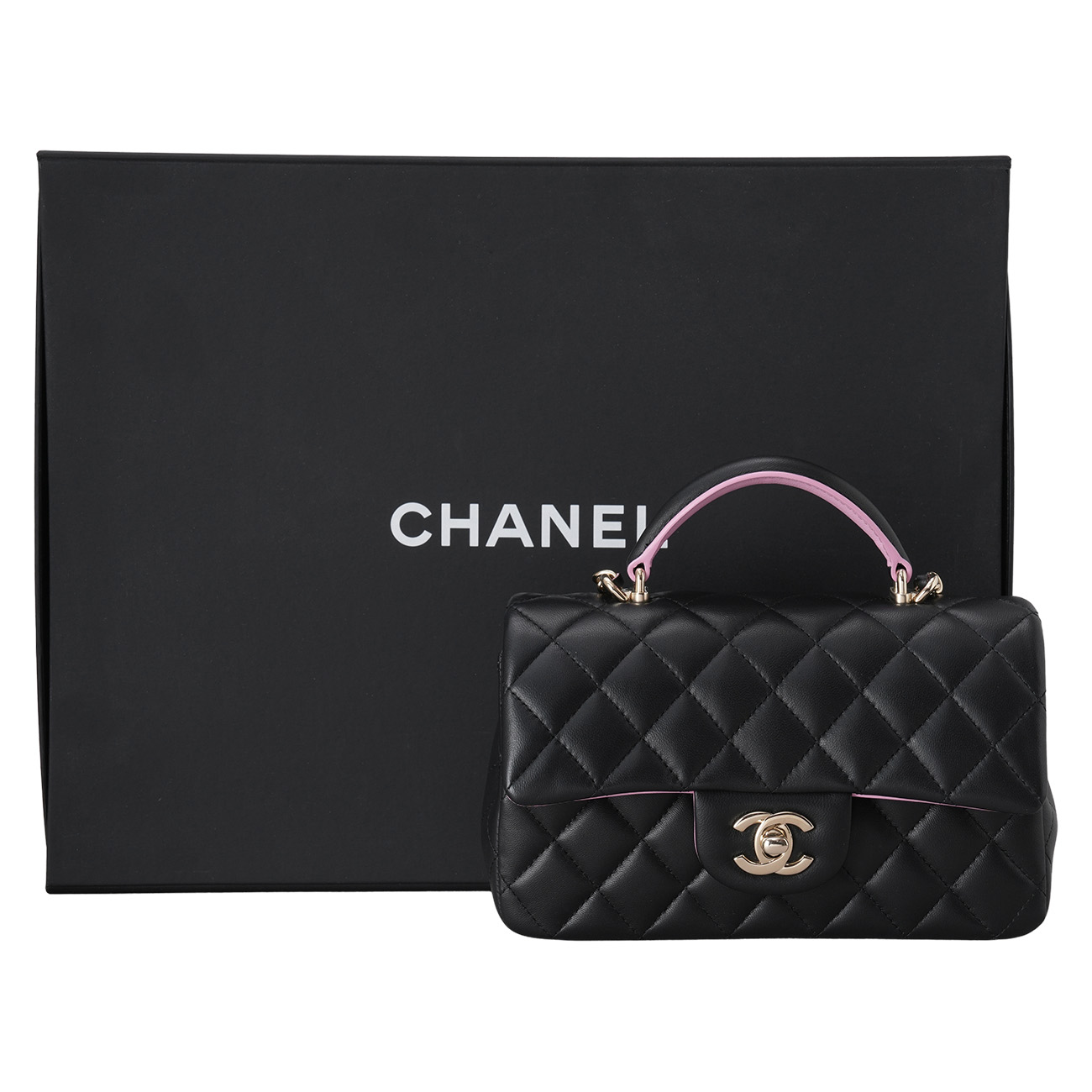 CHANEL(USED)샤넬 램스킨 클래식 뉴미니 탑핸들