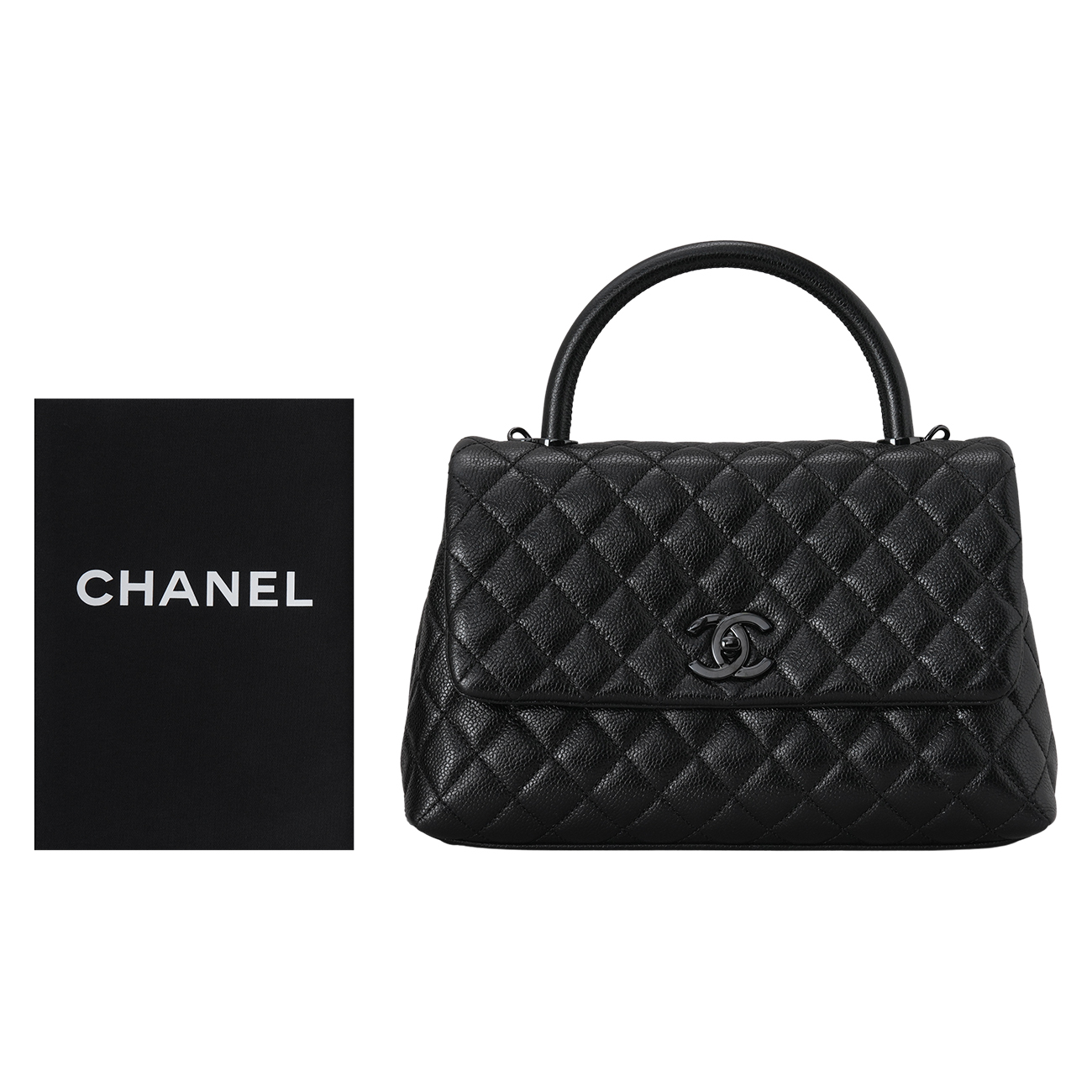 CHANEL(USED)샤넬 캐비어 코코핸들 미듐 28 올블랙