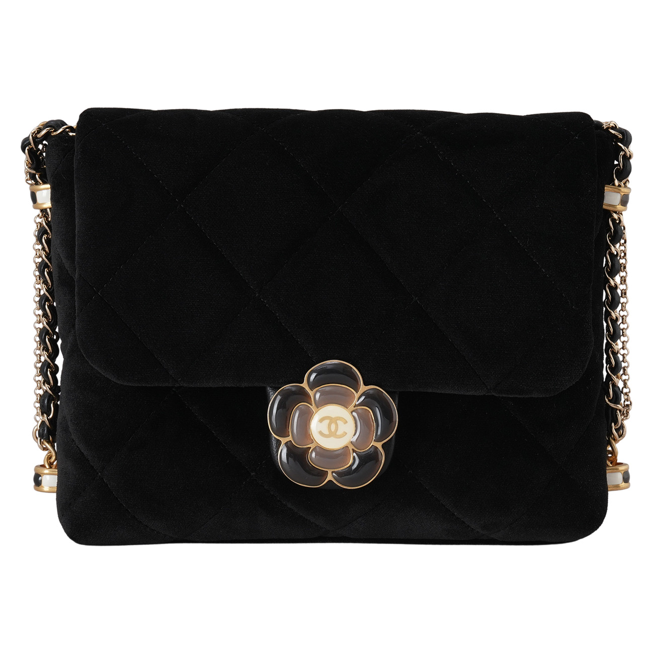 CHANEL(USED)샤넬 AS4413 벨벳 까멜리아 CC로고 체인 숄더백