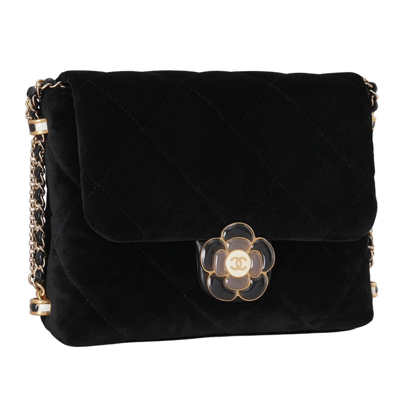 CHANEL(USED)샤넬 AS4413 벨벳 까멜리아 CC로고 체인 숄더백