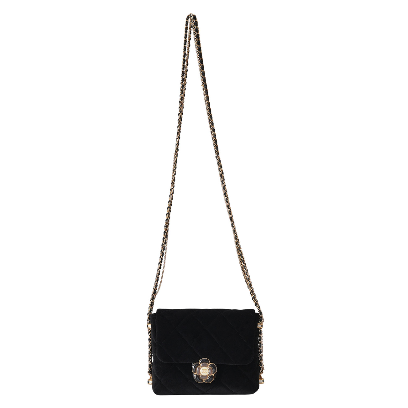 CHANEL(USED)샤넬 AS4413 벨벳 까멜리아 CC로고 체인 숄더백