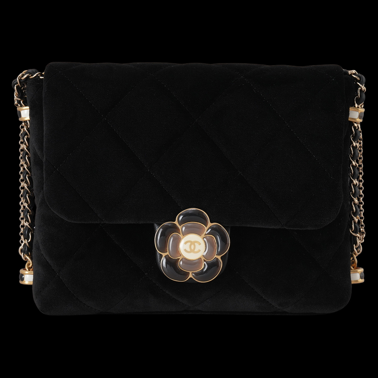 CHANEL(USED)샤넬 AS4413 벨벳 까멜리아 CC로고 체인 숄더백