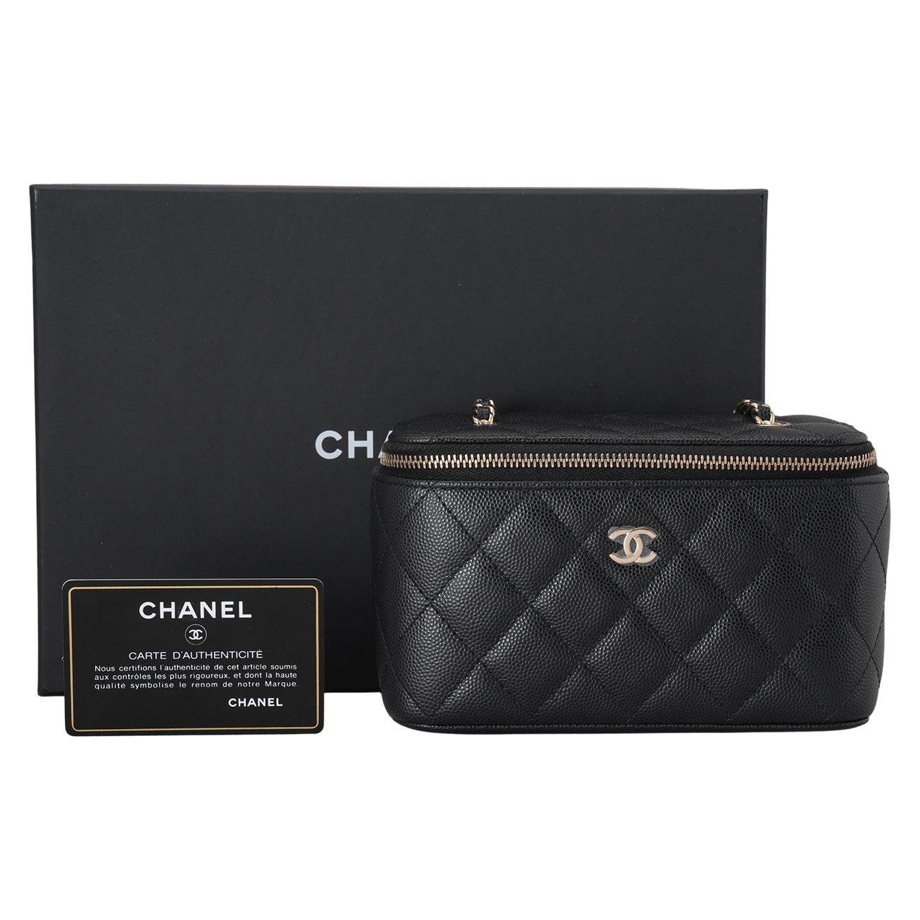 CHANEL(USED)샤넬 캐비어 직사각 베니티