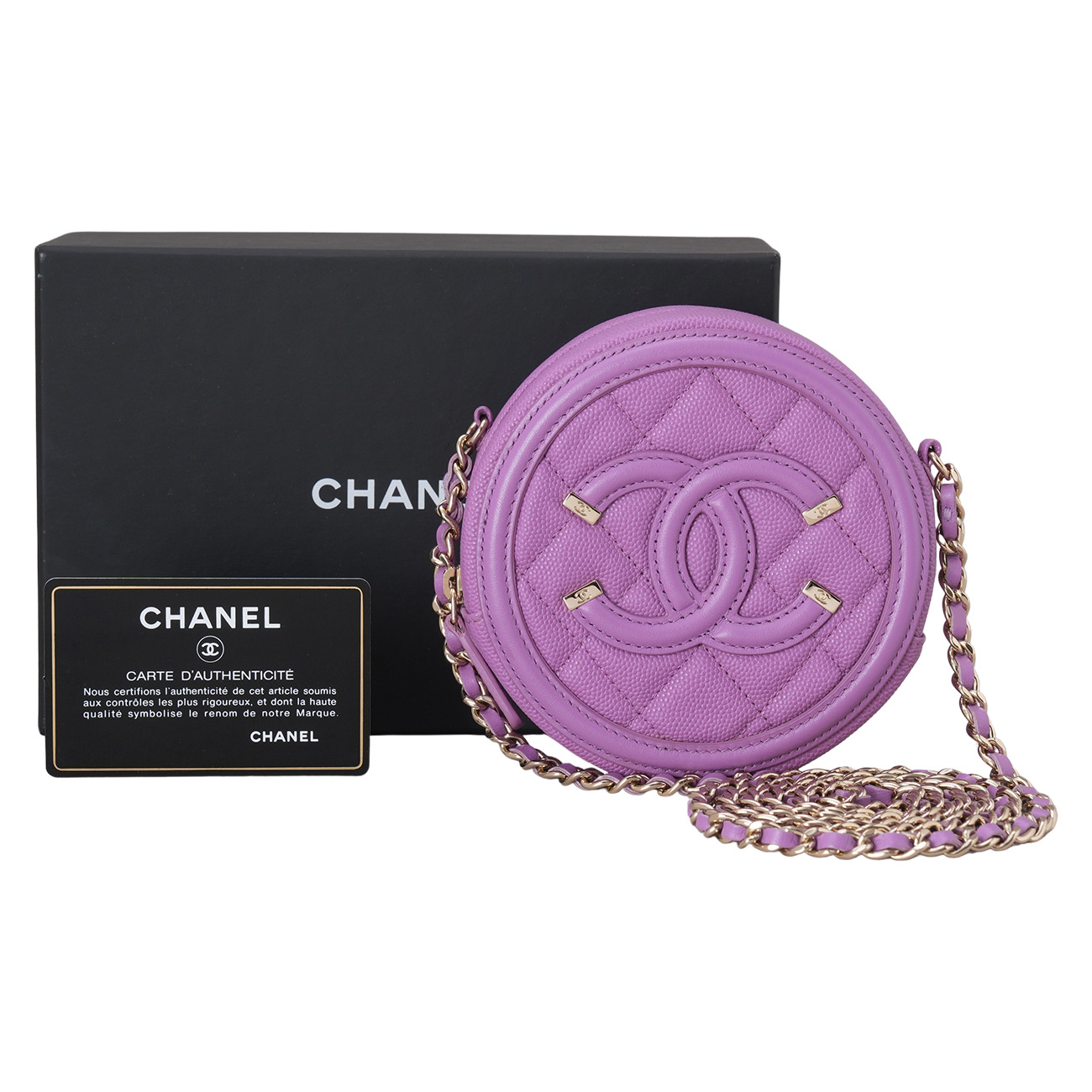 CHANEL(USED)샤넬 AP0365 캐비어 코스메틱 라운드 크로스백