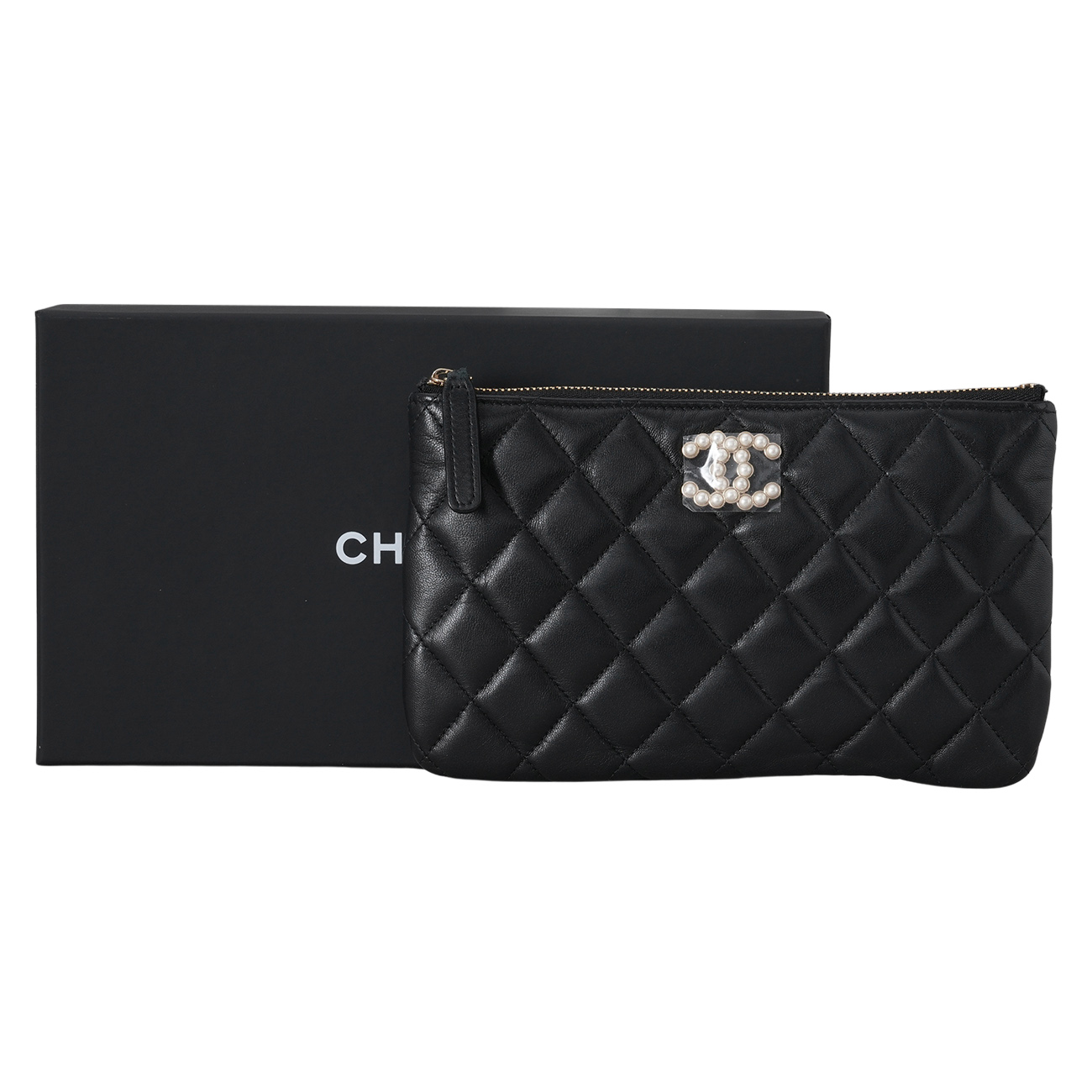 CHANEL(USED)샤넬 시즌 램스킨 미니 파우치