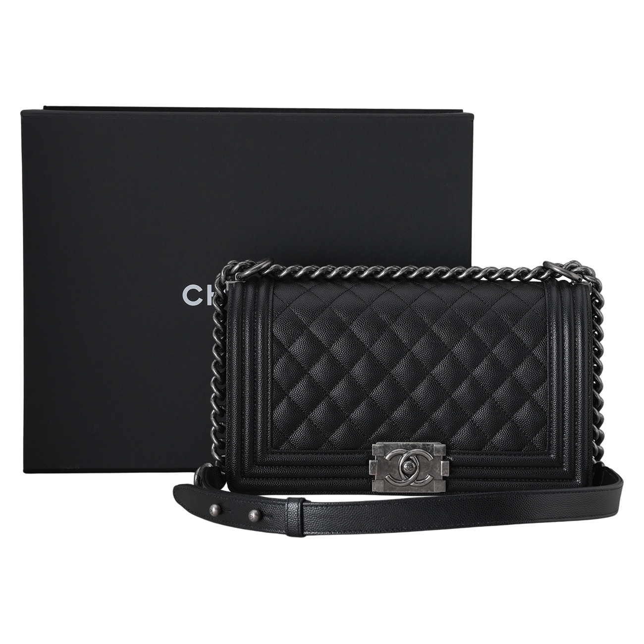 CHANEL(USED)샤넬 캐비어 보이샤넬 미듐 플랩백
