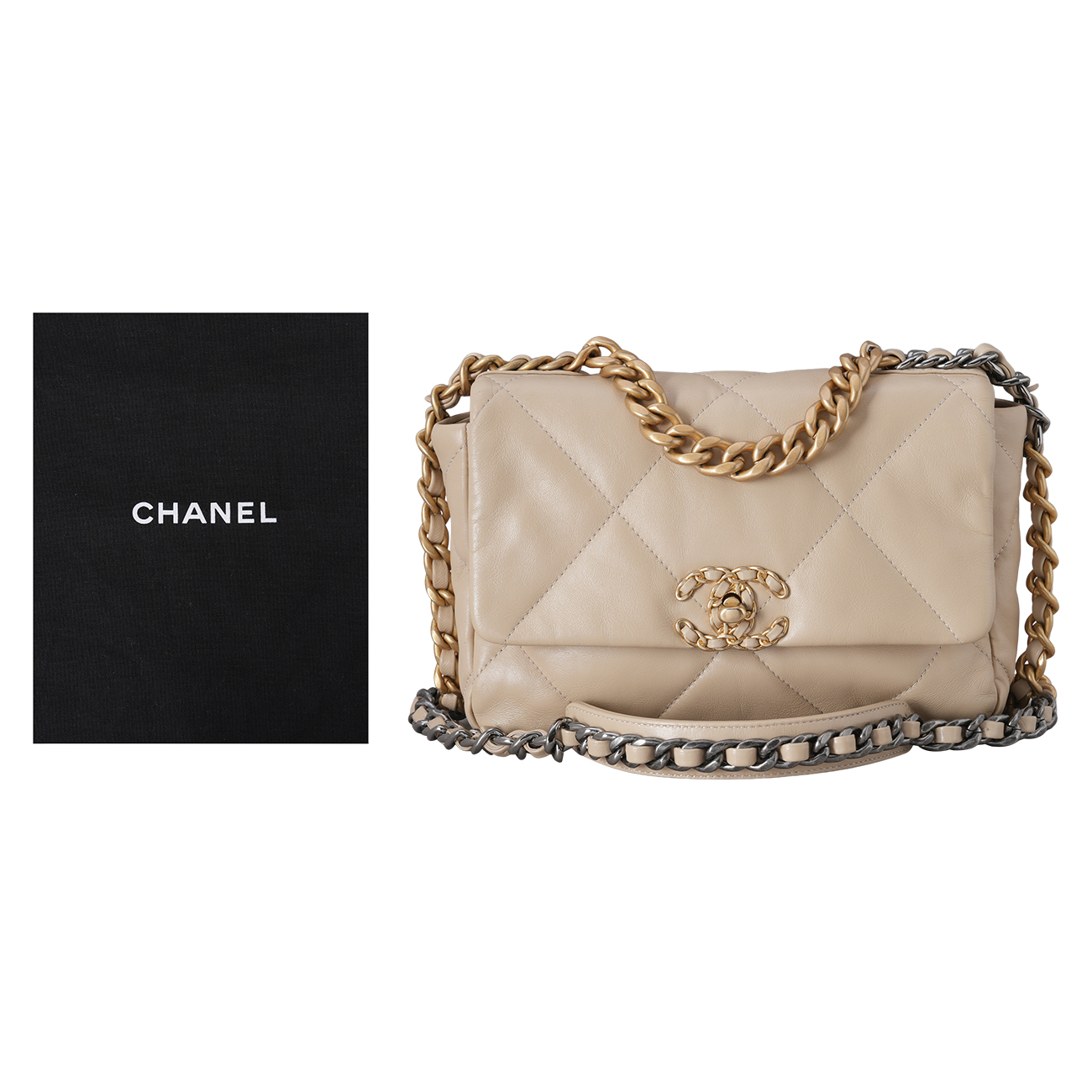 CHANEL(USED)샤넬 19백 미듐 베이지