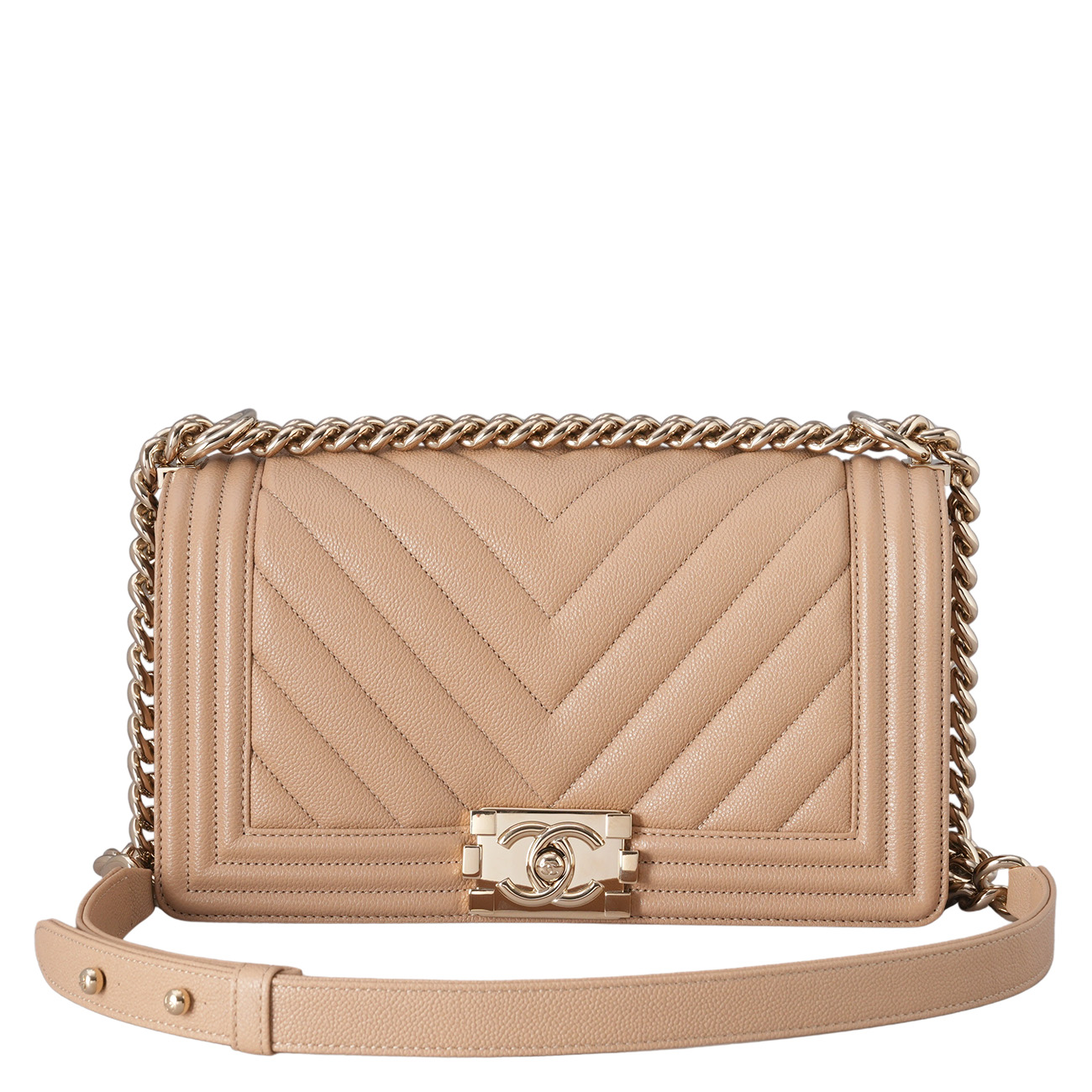 CHANEL(USED)샤넬 캐비어 쉐브론 보이백 미듐