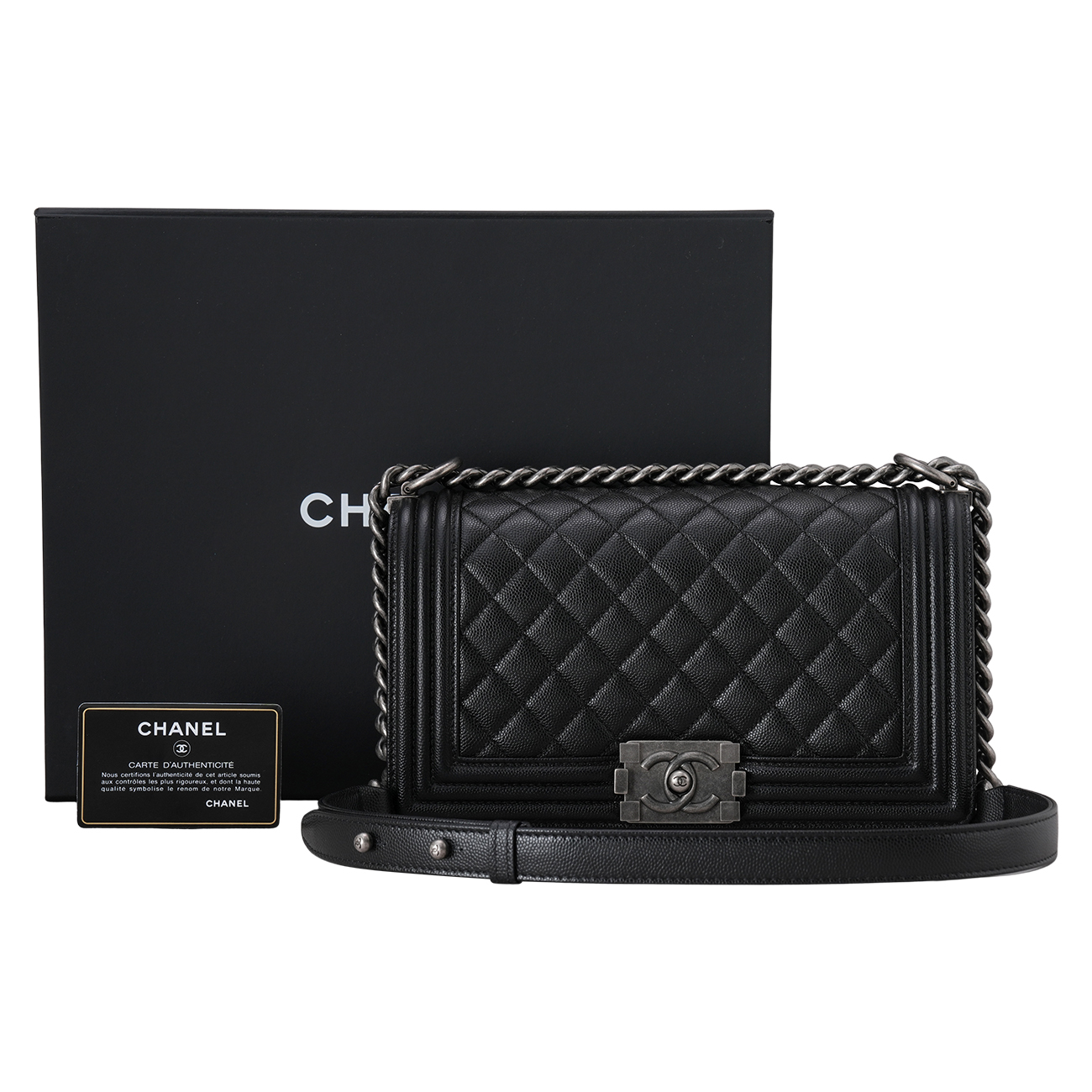 CHANEL(USED)샤넬 캐비어 보이샤넬 미듐 플랩백