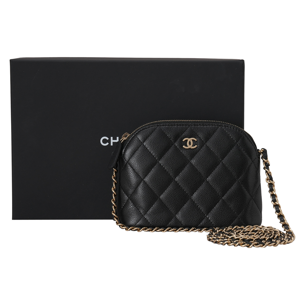 CHANEL(USED)샤넬 AP4000 캐비어 CC로고 미니 파우치 크로스백